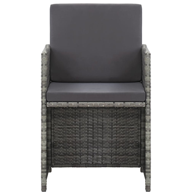 vidaXL 17 Piece Outdoor Dining Set with Cushions Poly Rattan Grey