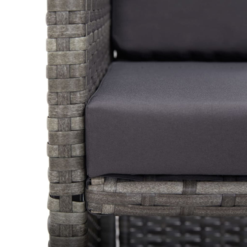 vidaXL 17 Piece Outdoor Dining Set with Cushions Poly Rattan Grey
