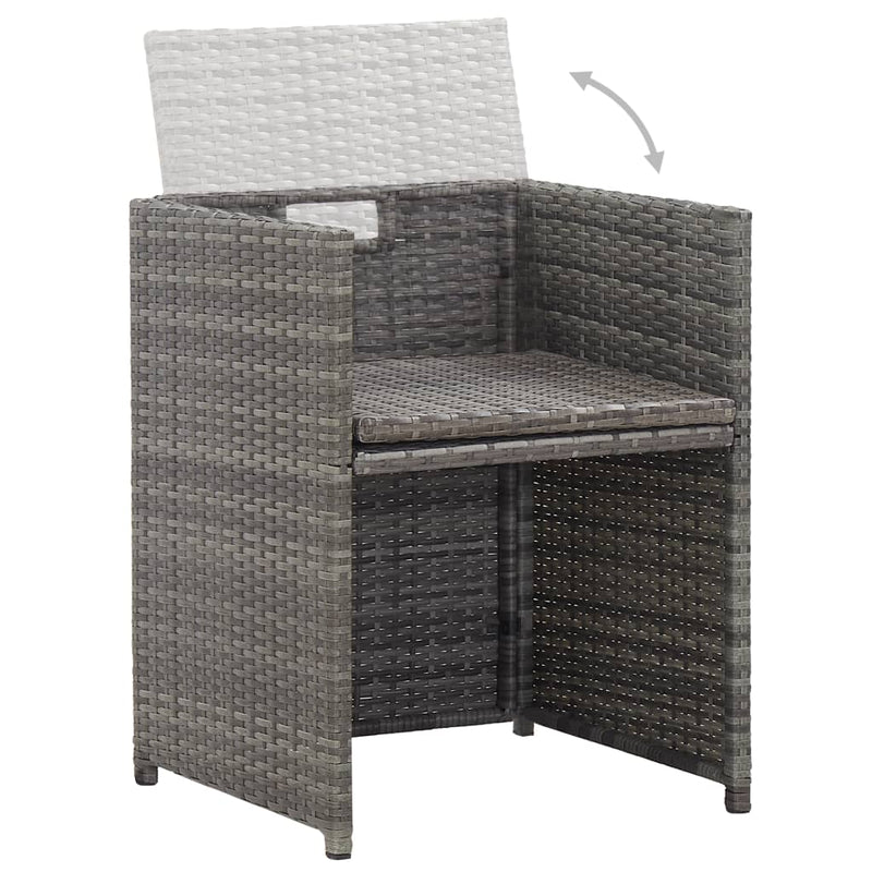 vidaXL 17 Piece Outdoor Dining Set with Cushions Poly Rattan Grey