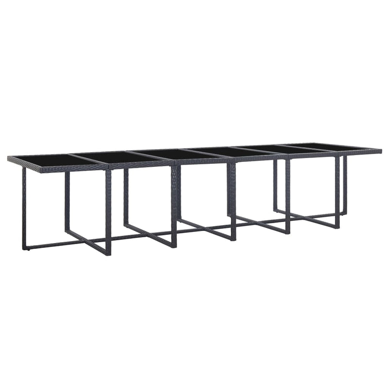 vidaXL 17 Piece Outdoor Dining Set with Cushions Poly Rattan Black