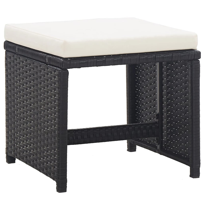 vidaXL 17 Piece Outdoor Dining Set with Cushions Poly Rattan Black