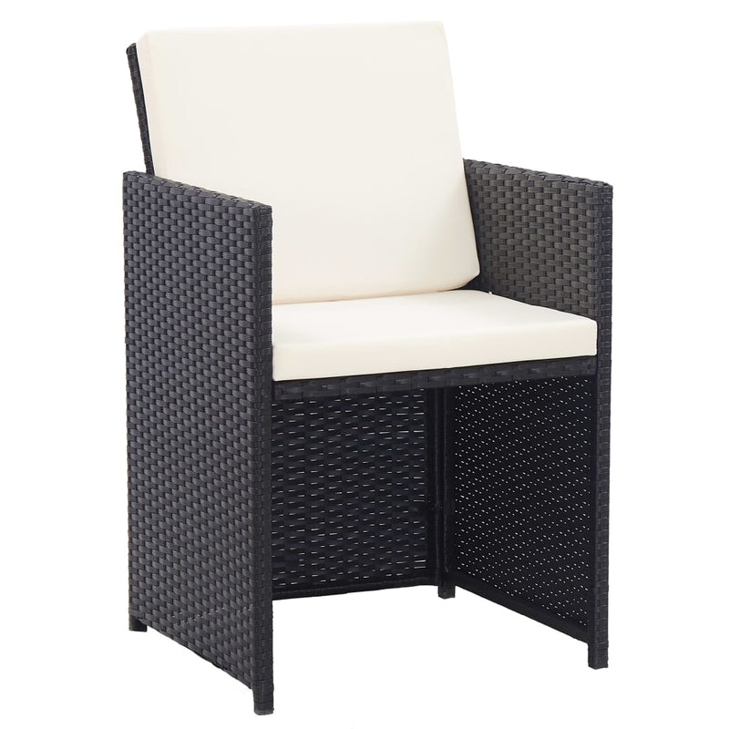 vidaXL 17 Piece Outdoor Dining Set with Cushions Poly Rattan Black