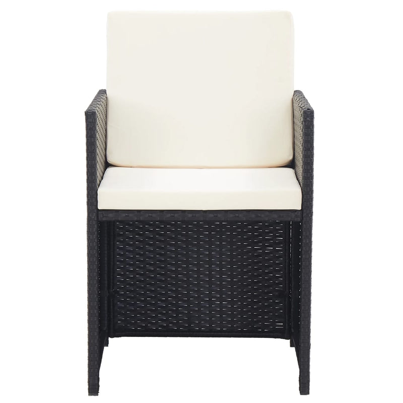vidaXL 17 Piece Outdoor Dining Set with Cushions Poly Rattan Black
