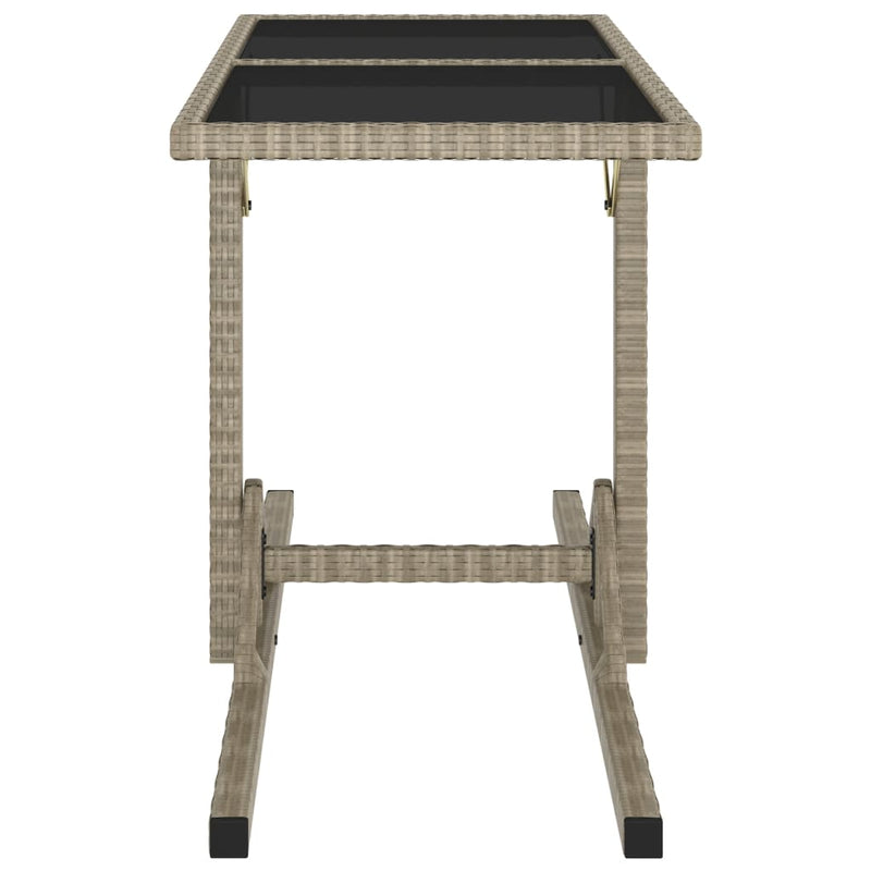 vidaXL Garden Table Beige 110x53x72 cm Glass and Poly Rattan