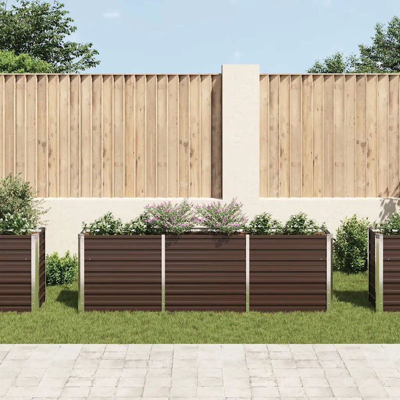 Garden Raised Bed Galvanised Steel 240x40x77 cm Brown