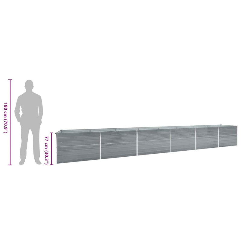 vidaXL Garden Raised Bed Galvanised Steel 600x80x77 cm Grey