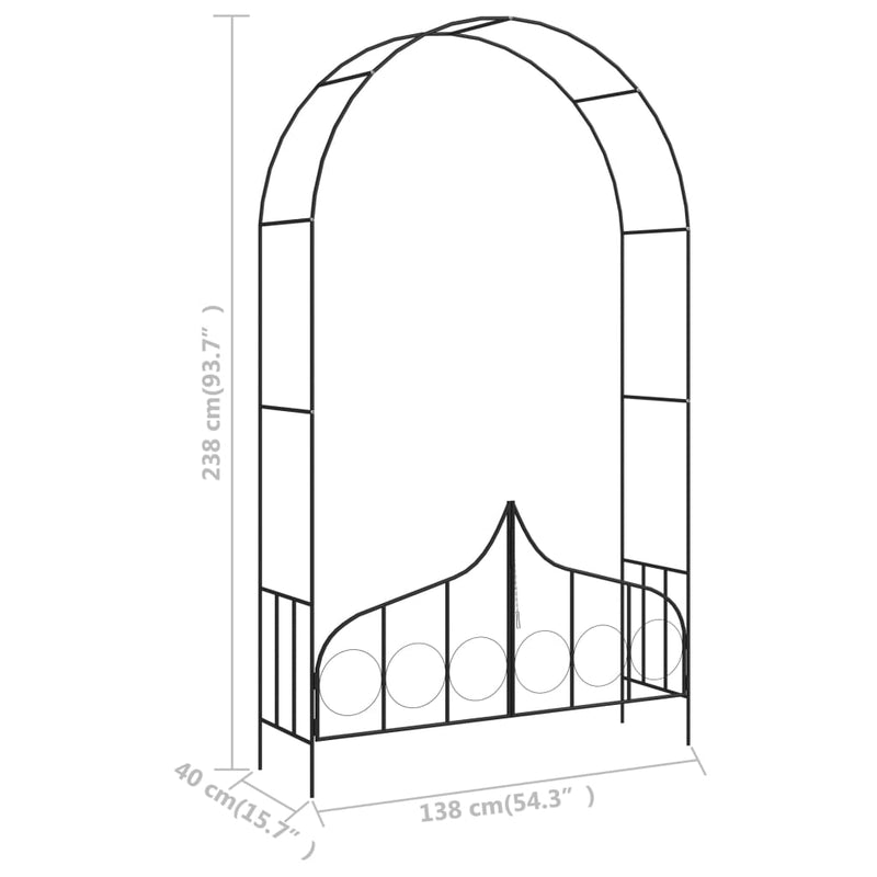vidaXL Garden Arch with Gate Black 138x40x238 cm Iron