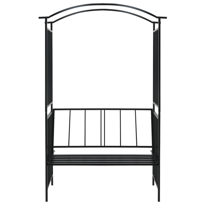 vidaXL Garden Arch with Bench Black 128x50x207 cm Iron