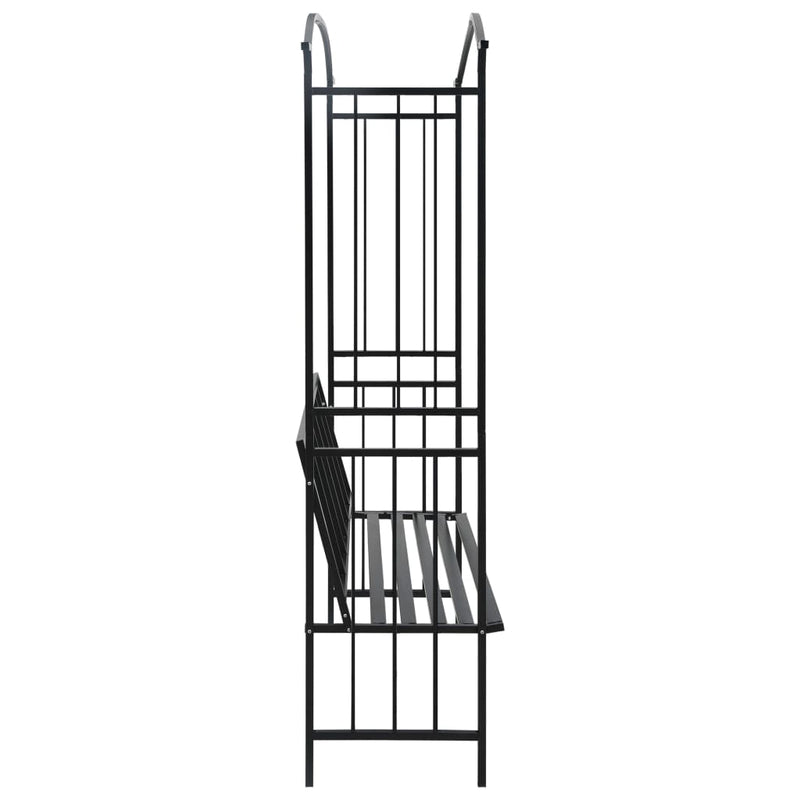 vidaXL Garden Arch with Bench Black 128x50x207 cm Iron