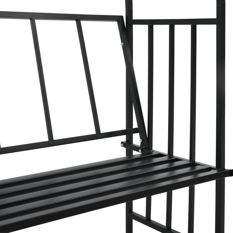vidaXL Garden Arch with Bench Black 128x50x207 cm Iron