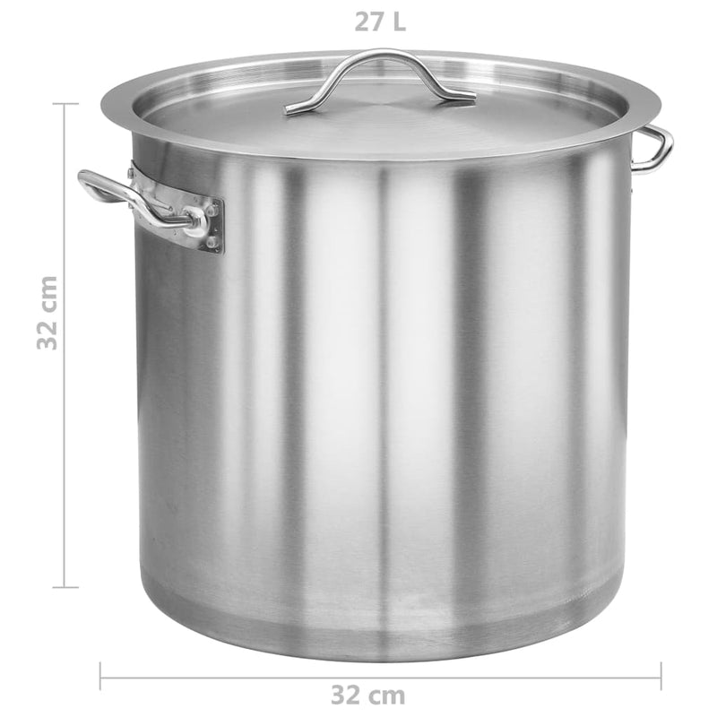vidaXL Stock Pot 26 L 32x32 cm Stainless Steel