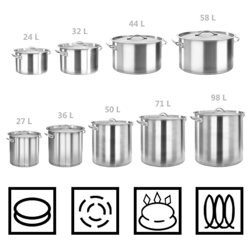 vidaXL Stock Pot 71 L 45x45 cm Stainless Steel