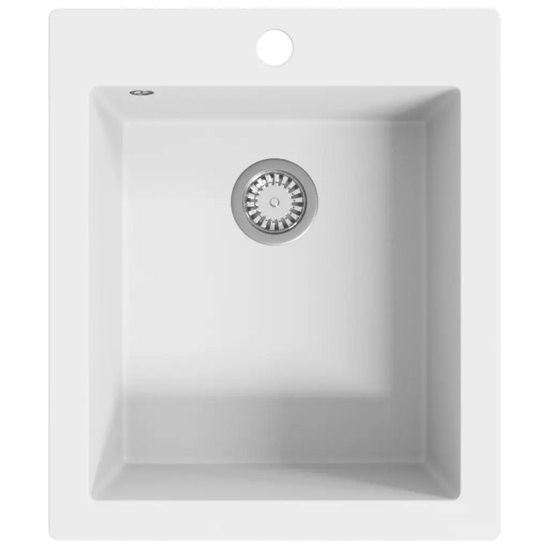 Overmount Kitchen Sink Single Basin Granite Cream White