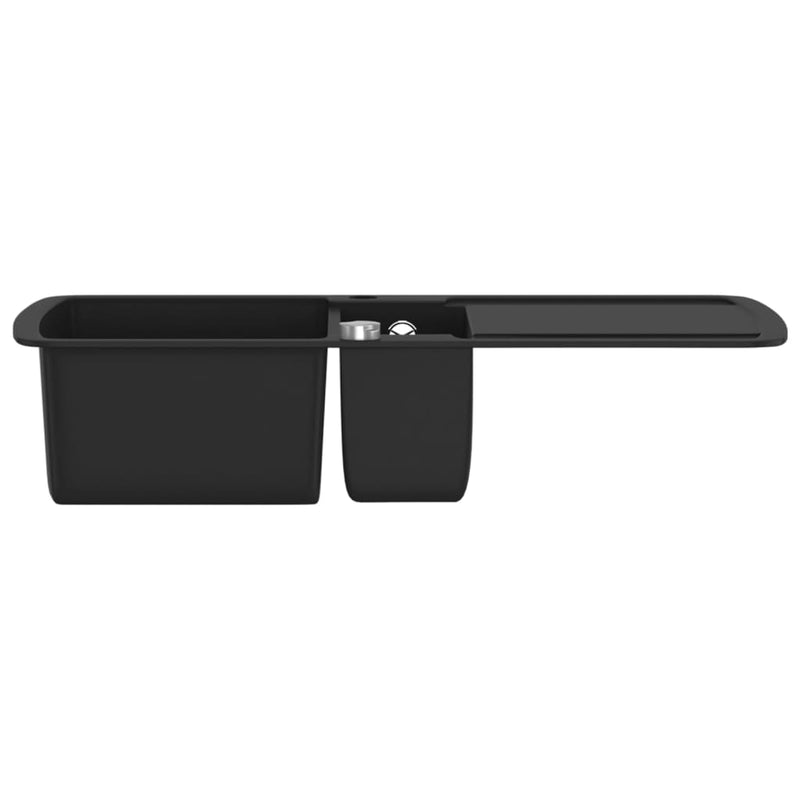 vidaXL Granite Kitchen Sink Double Basin Black