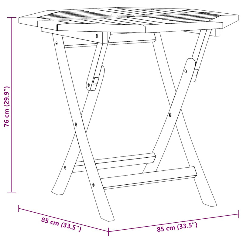 vidaXL Folding Garden Table 85x85x76 cm Solid Teak Wood