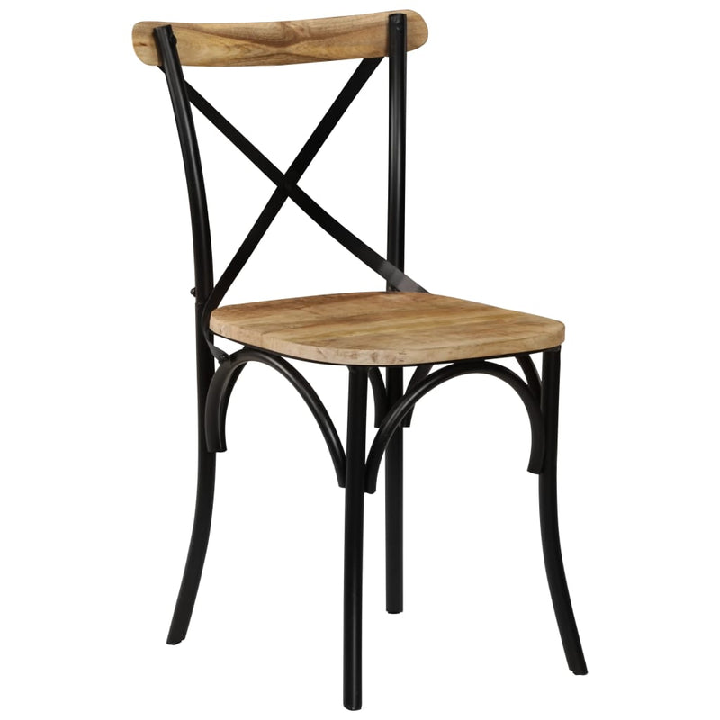 vidaXL Cross Chairs 6 pcs Black Solid Mango Wood