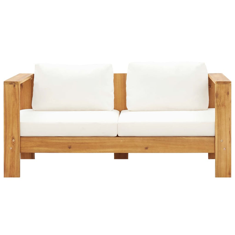 Garden Sofa with Cushion 140 cm Solid Acacia Wood Cream White