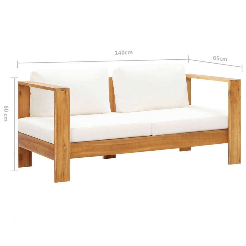 Garden Sofa with Cushion 140 cm Solid Acacia Wood Cream White