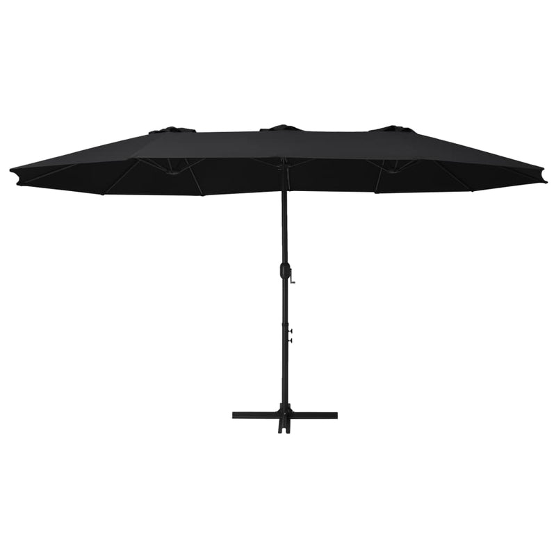 vidaXL Garden Parasol with Aluminium Pole 460x270 cm Black