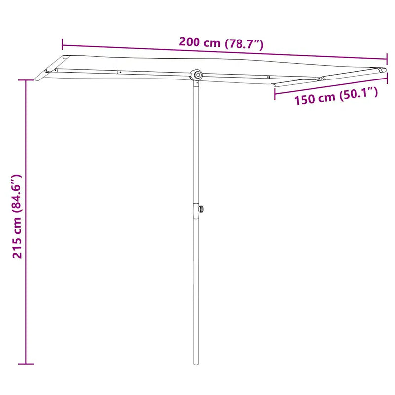 Garden Parasol with Aluminium Pole 2x1.5 m Anthracite