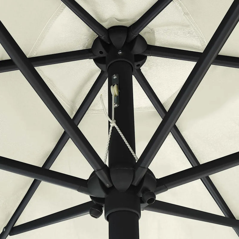 Garden Parasol with LED Lights&Aluminium Pole 270 cm Sand White