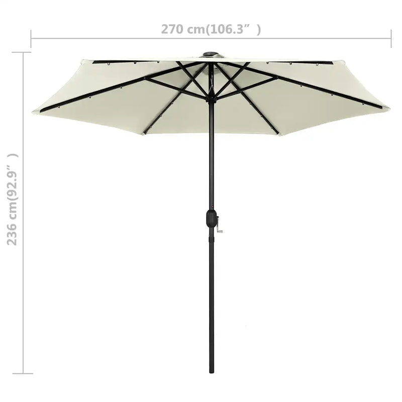 Garden Parasol with LED Lights&Aluminium Pole 270 cm Sand White