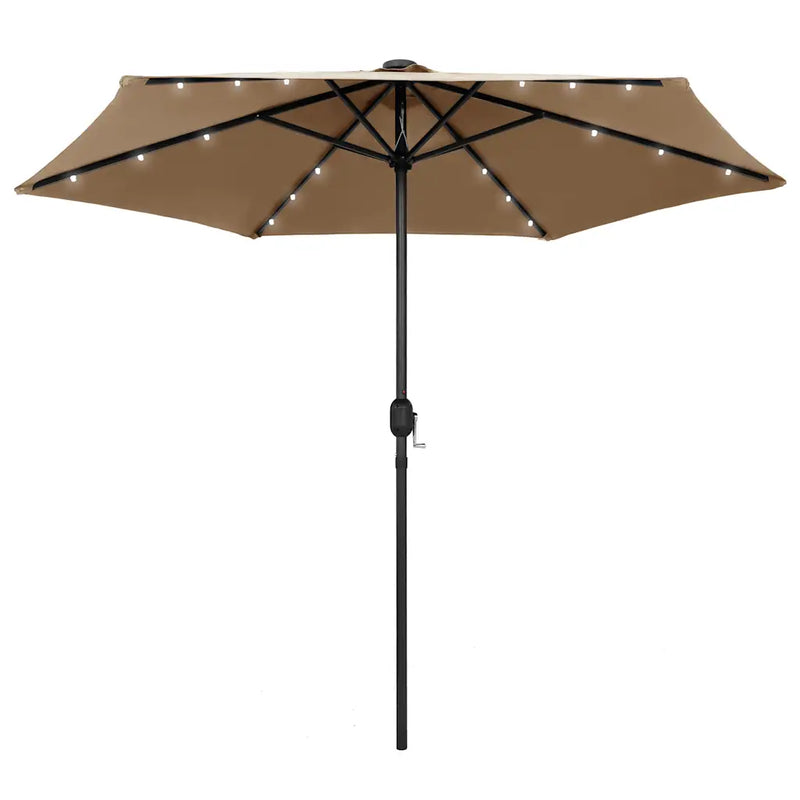 Garden Parasol with LED Lights&Aluminium Pole 270 cm Taupe