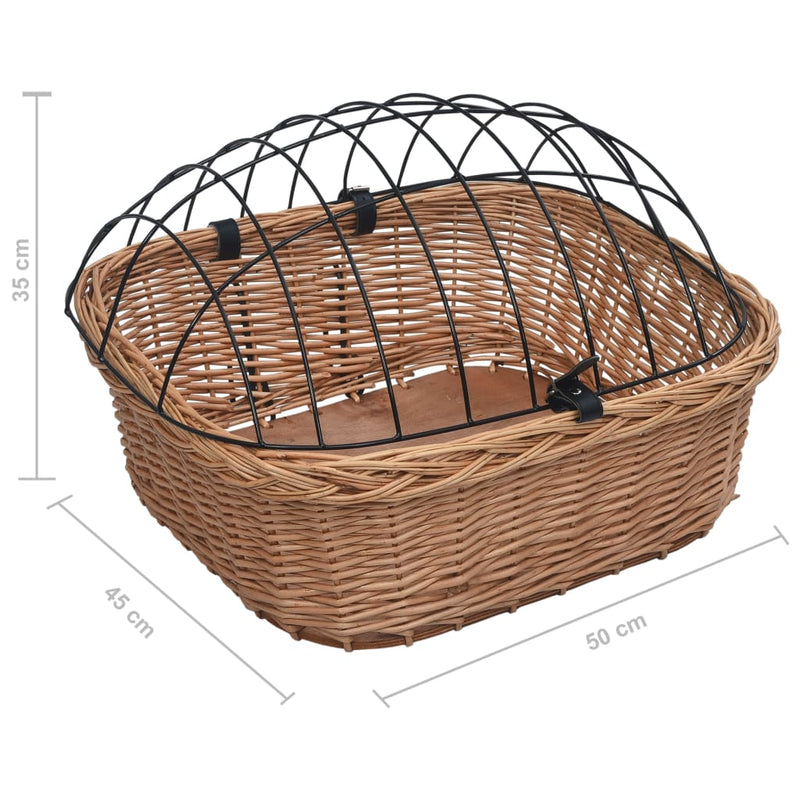 Bike Front Basket with Cover 50x45x35 cm Natural Willow
