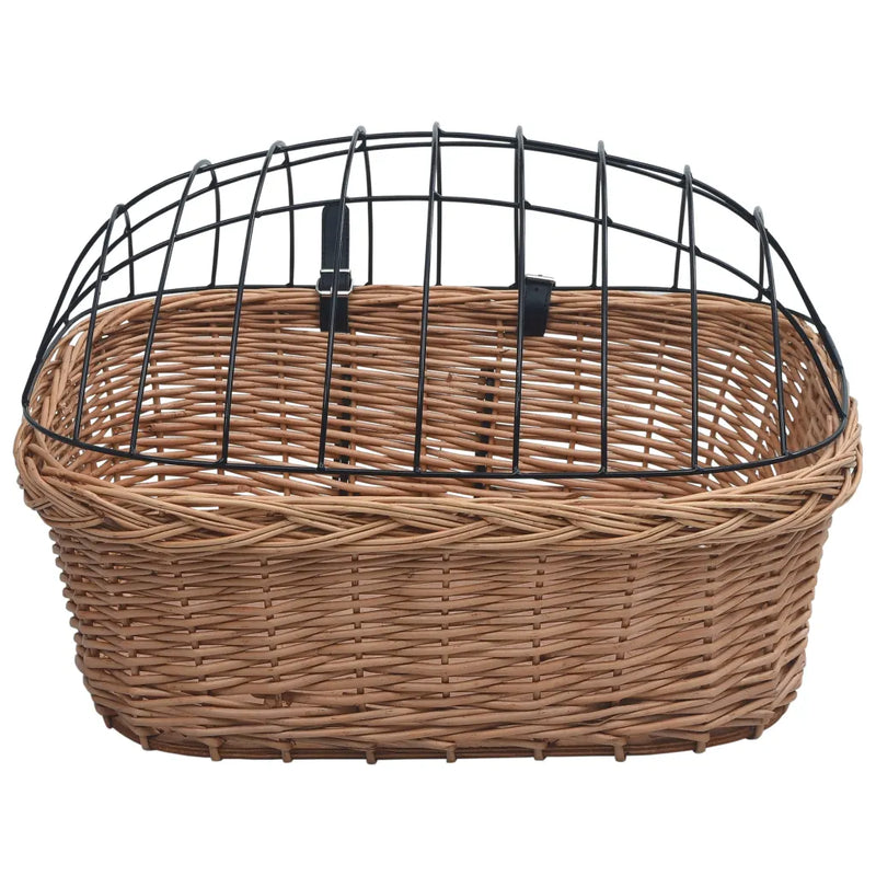 Bike Front Basket with Cover 50x45x35 cm Natural Willow