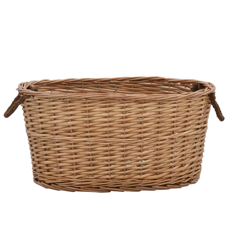 vidaXL Firewood Basket with Carrying Handles 56x40x28 cm Natural Willow