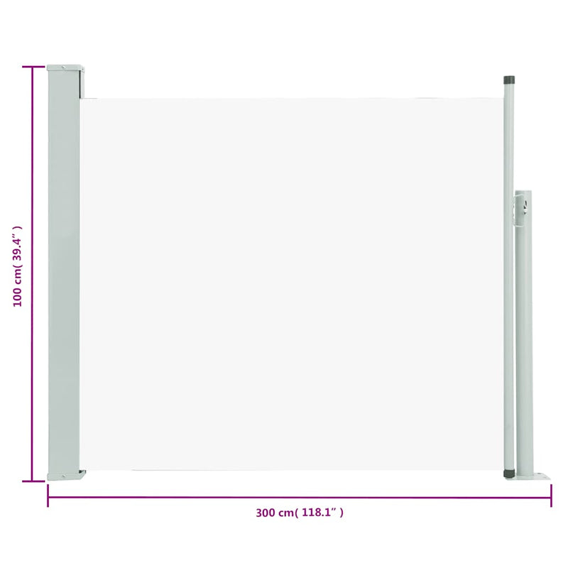 vidaXL Patio Retractable Side Awning 100x300 cm Cream