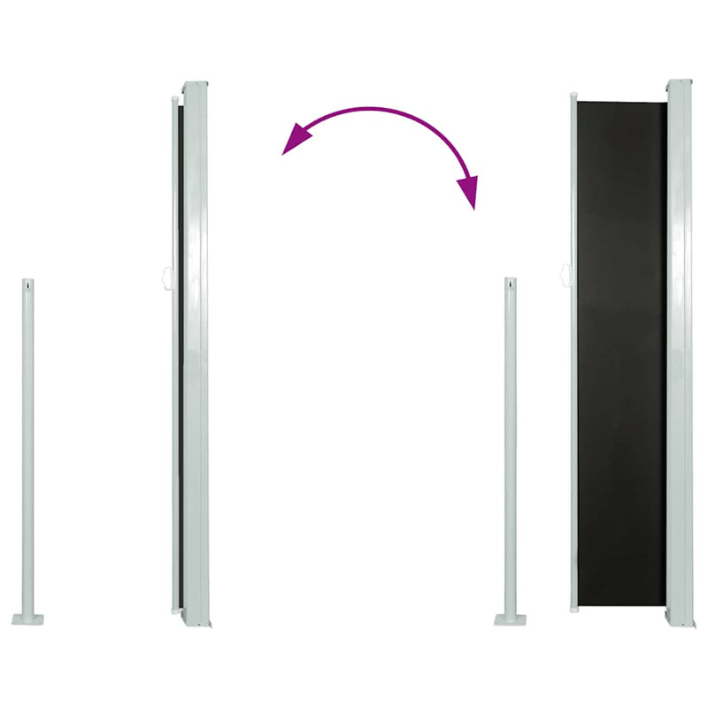 vidaXL Patio Retractable Side Awning 100x500 cm Black