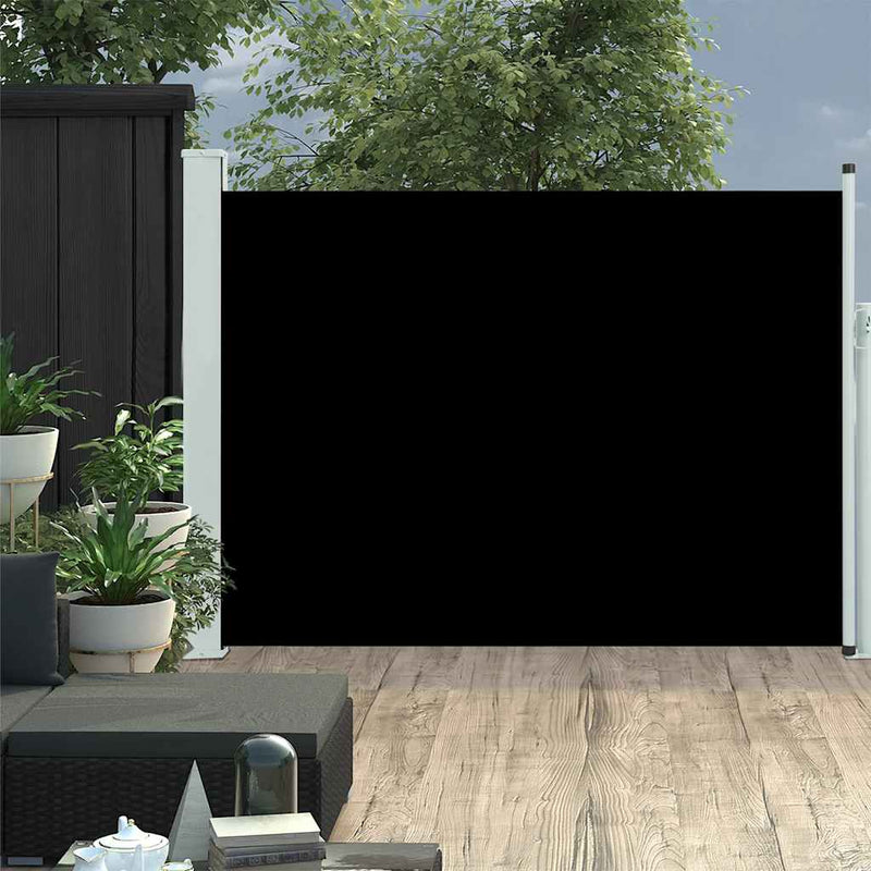 vidaXL Patio Retractable Side Awning 120x500 cm Black