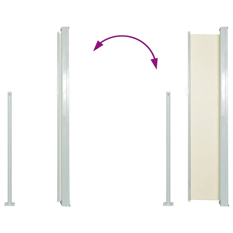 vidaXL Patio Retractable Side Awning 120x500 cm Cream