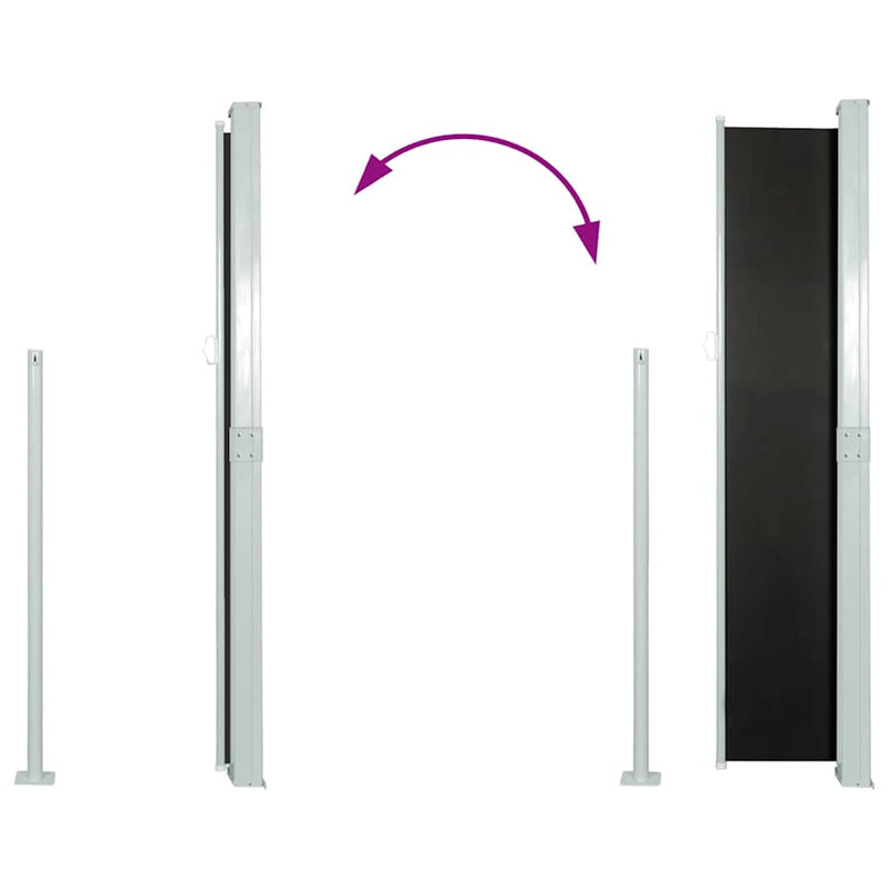 vidaXL Patio Retractable Side Awning 140x500 cm Black