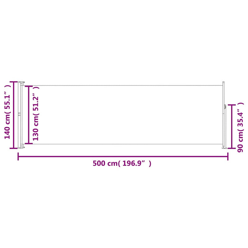 vidaXL Patio Retractable Side Awning 140x500 cm Grey