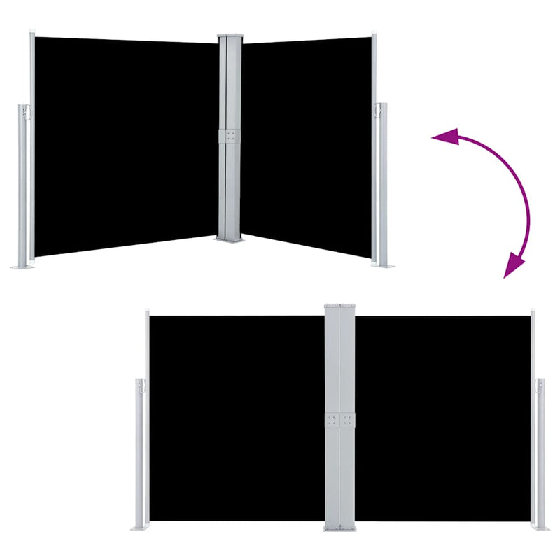 vidaXL Retractable Side Awning Black 140x600 cm