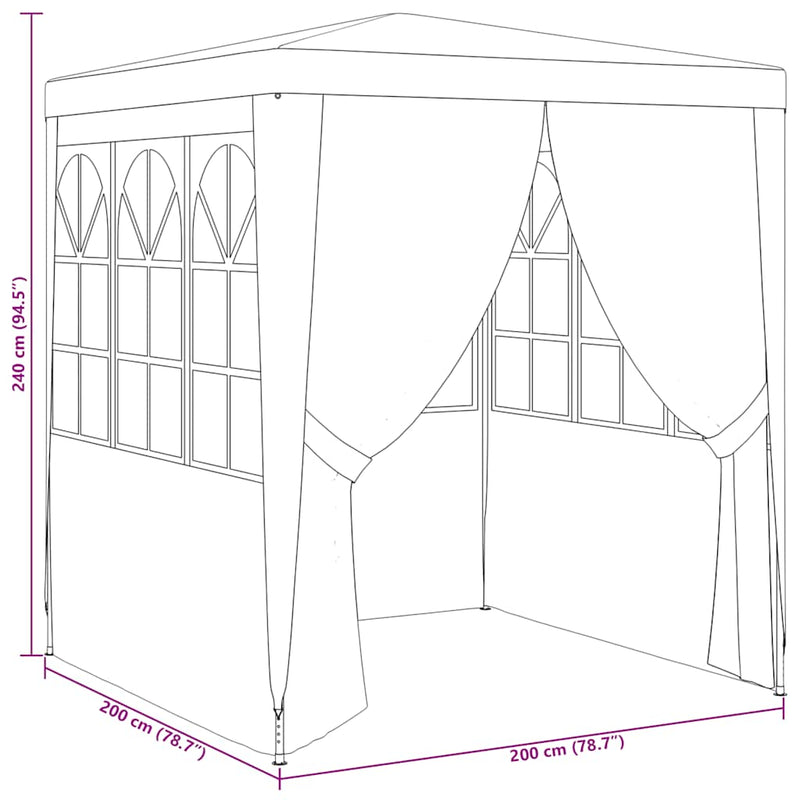 vidaXL Professional Party Tent with Side Walls 2x2 m White 90 g/m²