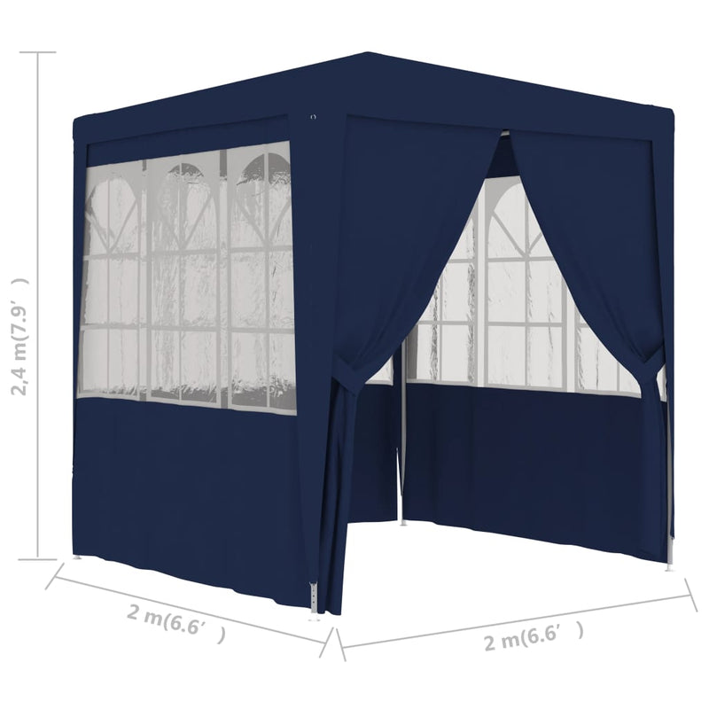 Professional Party Tent with Side Walls 2x2 m Blue 90 g/m²