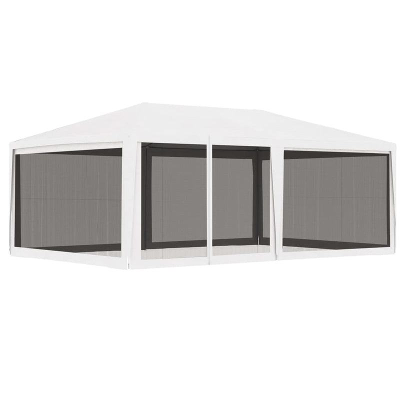 vidaXL Party Tent with 4 Mesh Sidewalls 4x6 m White