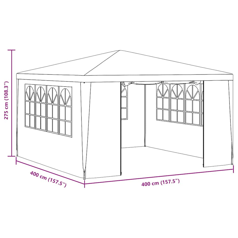 vidaXL Professional Party Tent with Side Walls 4x4 m Blue 90 g/m²
