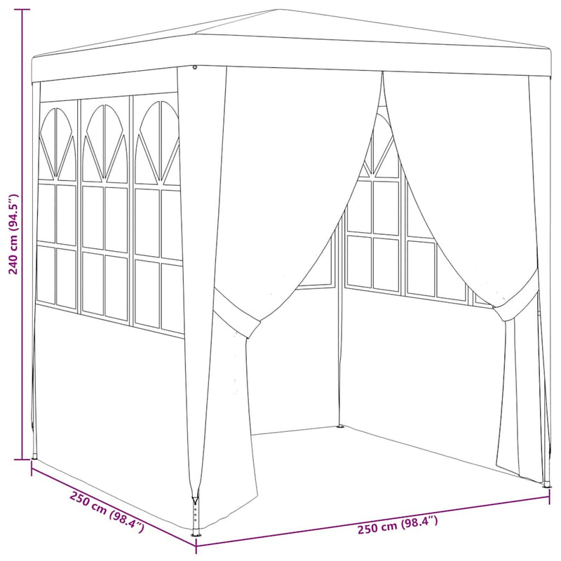 vidaXL Professional Party Tent with Side Walls 2.5x2.5 m Green 90 g/m²