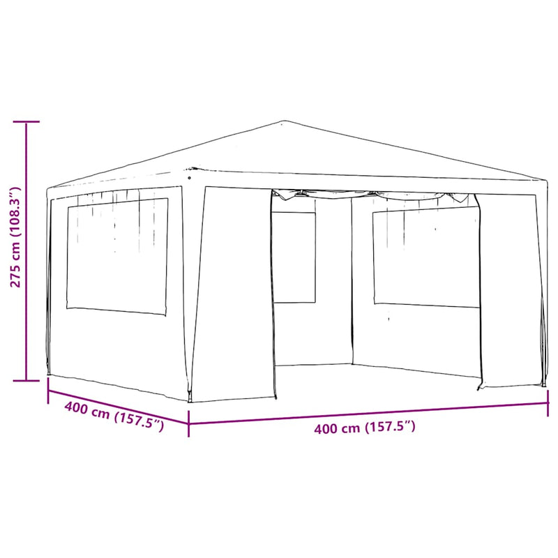 vidaXL Professional Party Tent with Side Walls 4x4 m Anthracite 90 g/m²