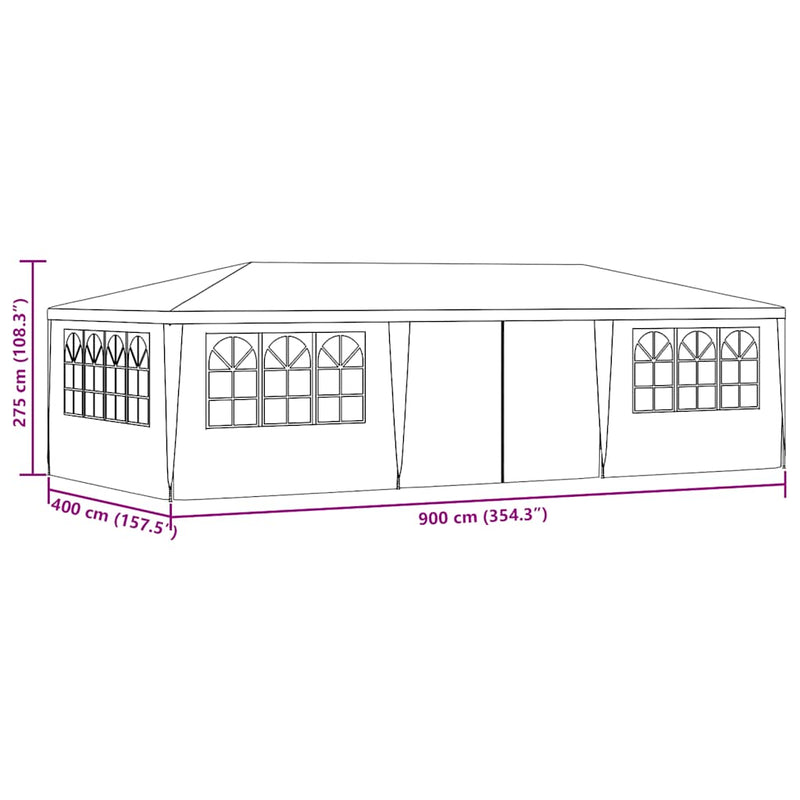 vidaXL Professional Party Tent with Side Walls 4x9 m Anthracite 90 g/m²