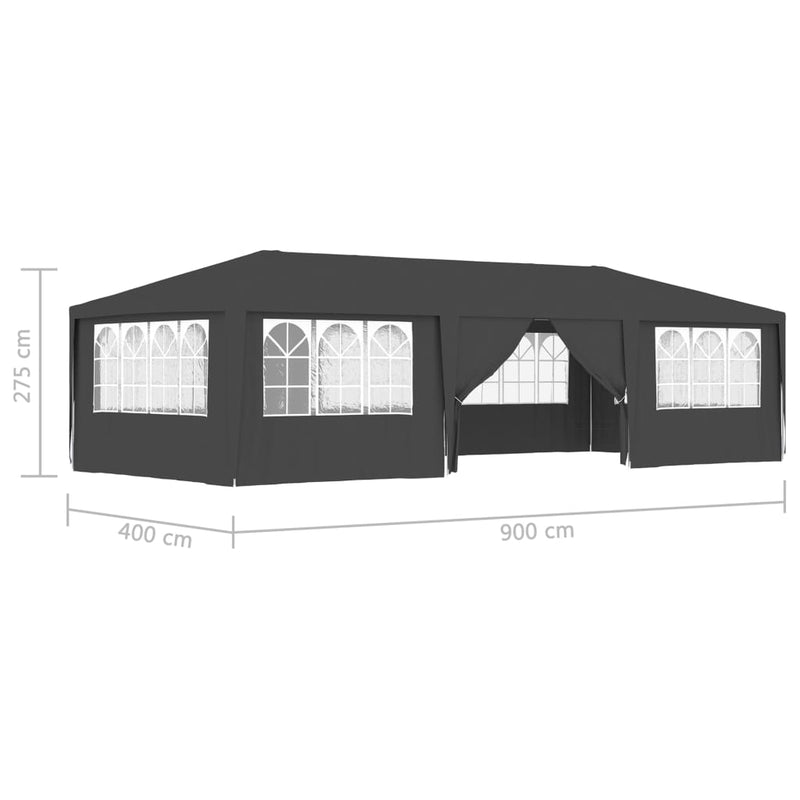 Professional Party Tent with Side Walls 4x9 m Anthracite 90 g/m²