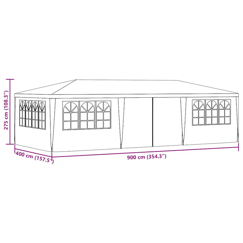 Professional Party Tent with Side Walls 4x9 m Green 90 g/m��