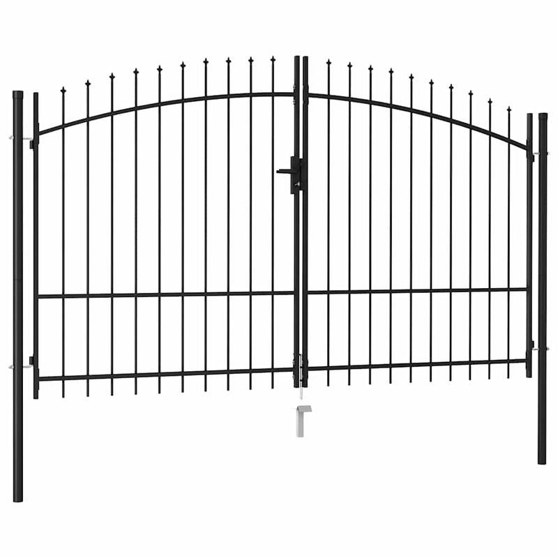 vidaXL Fence Gate Double Door with Spike Top Steel 3x2 m Black