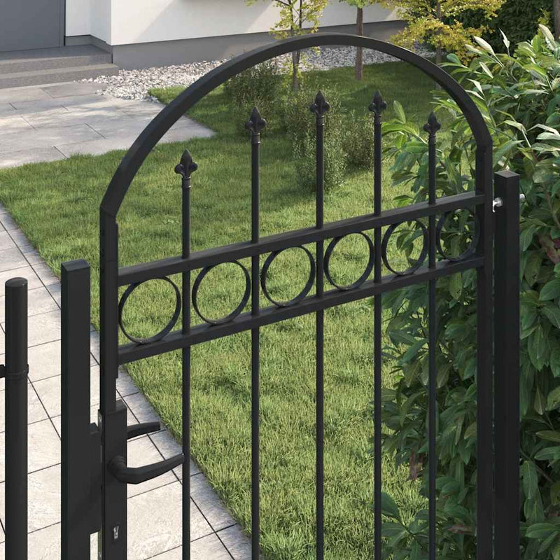 vidaXL Fence Gate with Arched Top and 2 Posts 105x204 cm Black