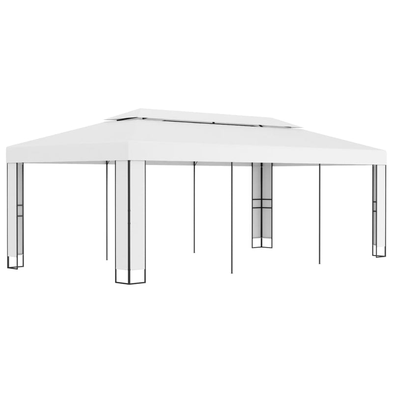 Gazebo with Double Roof 3x6 m White