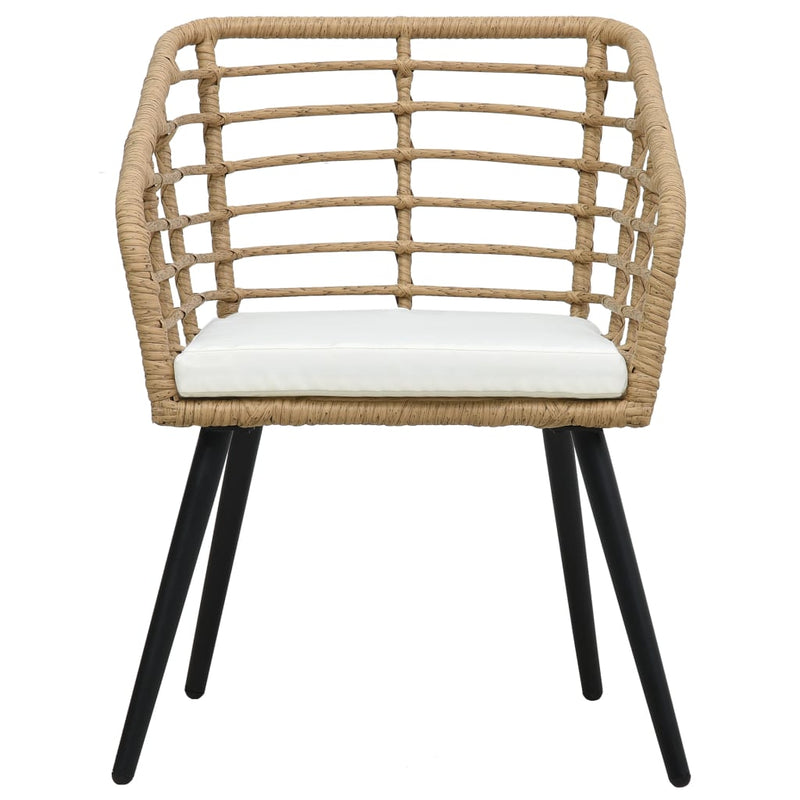 vidaXL Garden Chairs with Cushions 2 pcs Poly Rattan Oak